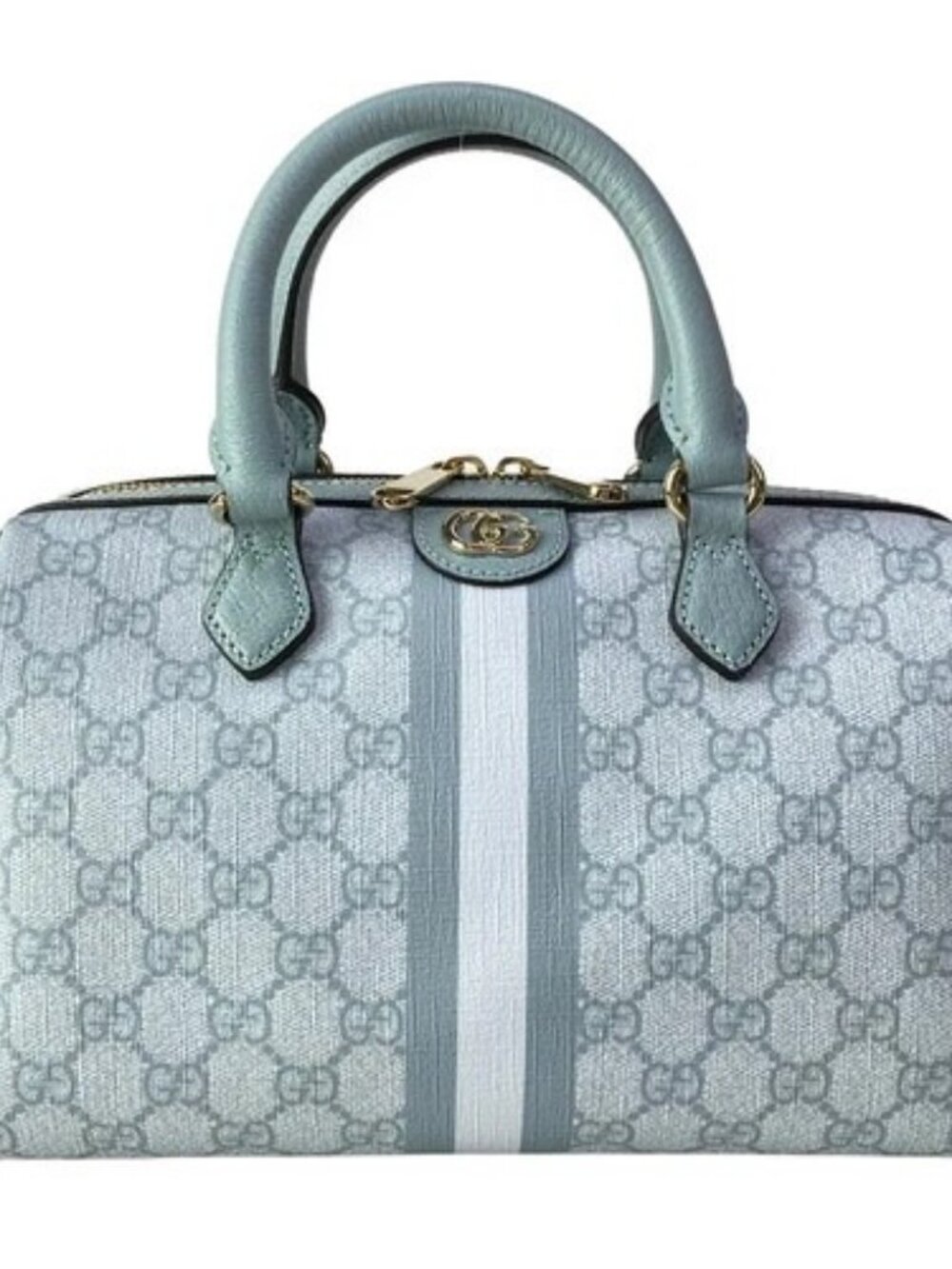 GUCCI GG Supreme/Ophidia 772061 Light Blue PVC Leather Handbag